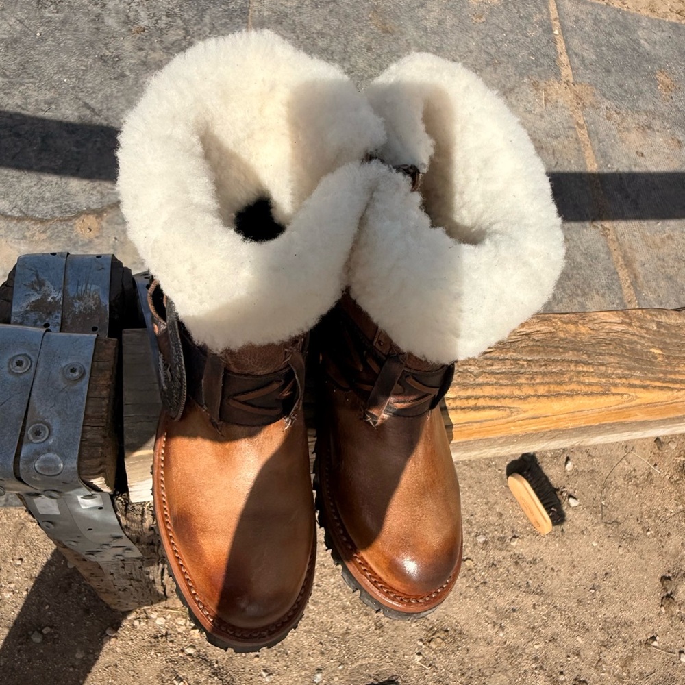 Freebird by Steven Tan Leather Moto Boots with Shearling Cuff - Picture 7 of 11